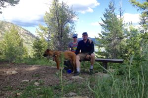 Hiking with Zora in the Bridger-Teton National Forest outside Grand Teton.