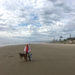 Maureen and Zora on the beach.